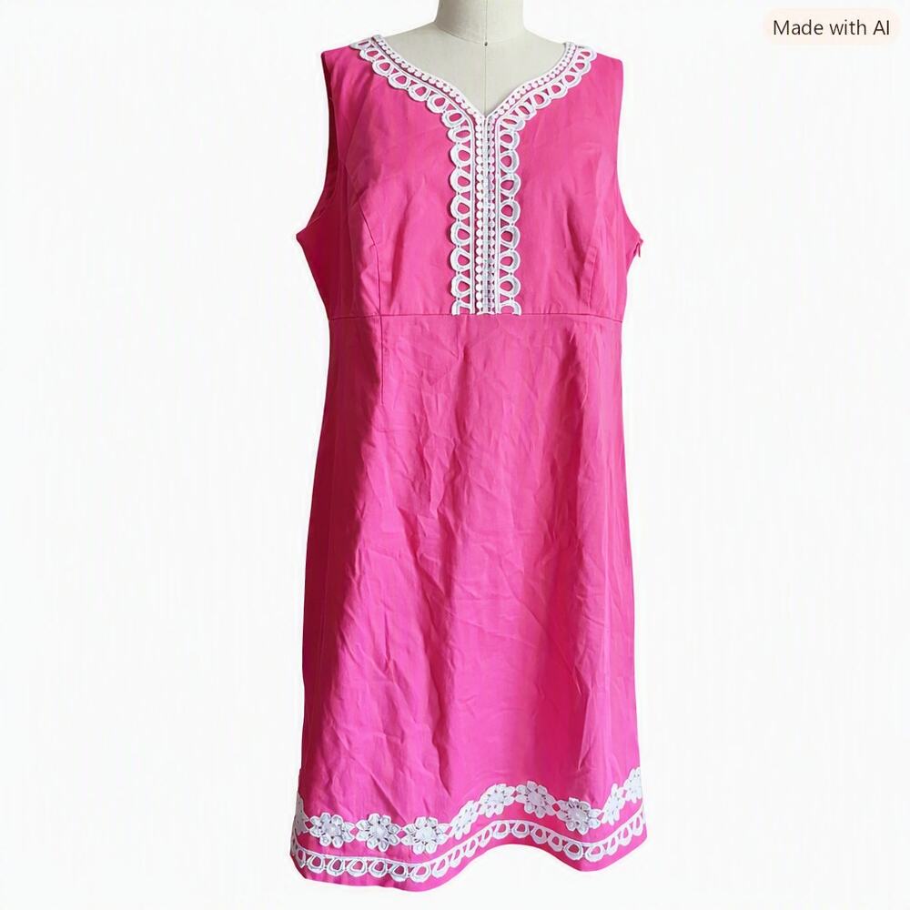 Pappagallo Pink Sleeveless Shift Dress Size 14